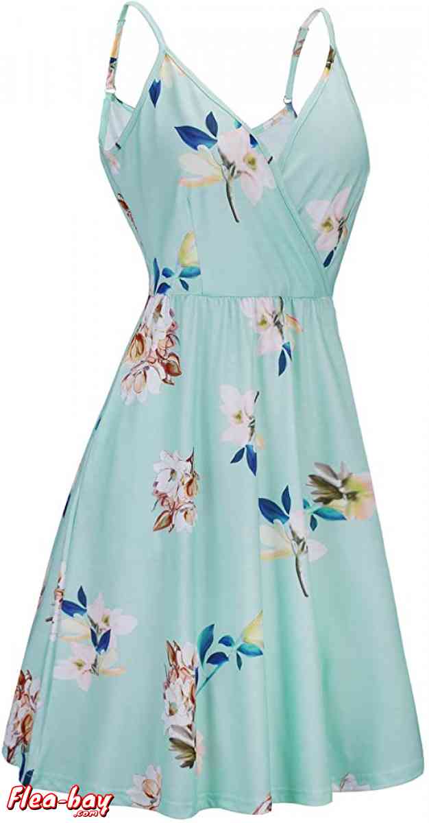 STYLEWORD Women's V Neck Floral Spaghetti Strap Summer Casua