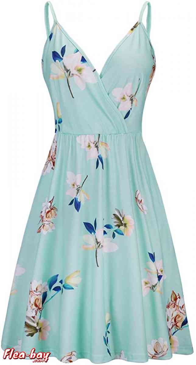 STYLEWORD Women's V Neck Floral Spaghetti Strap Summer Casua