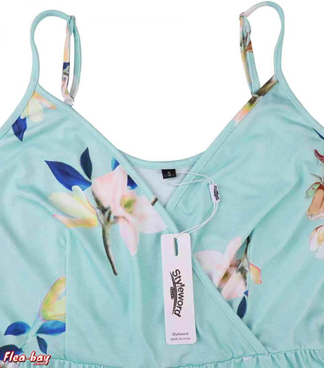 STYLEWORD Women's V Neck Floral Spaghetti Strap Summer Casua