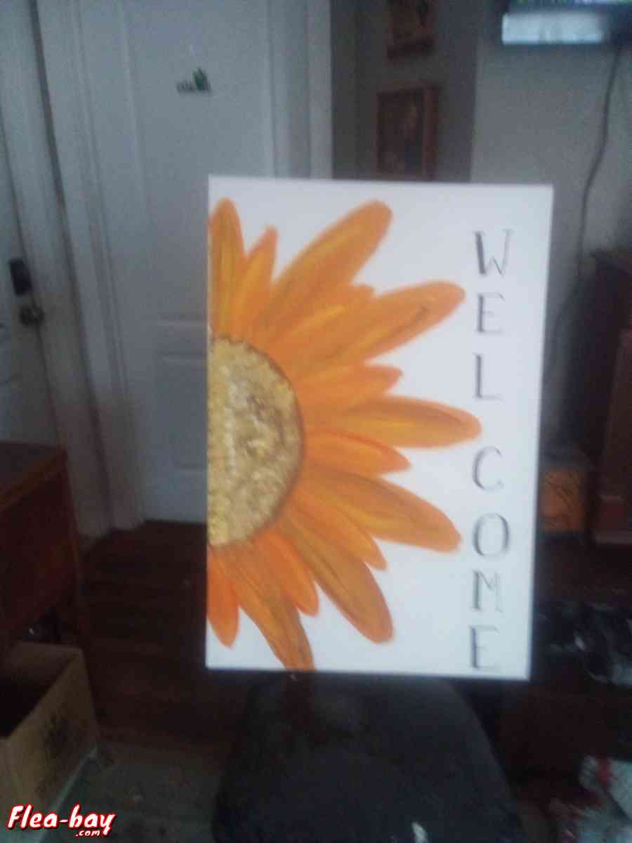 sunflower welcome canvas