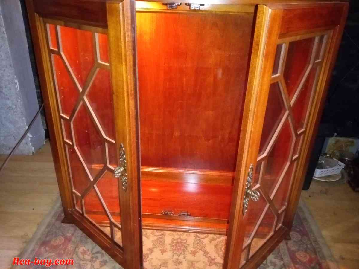 vintage brown wood secretary desk with hutchet