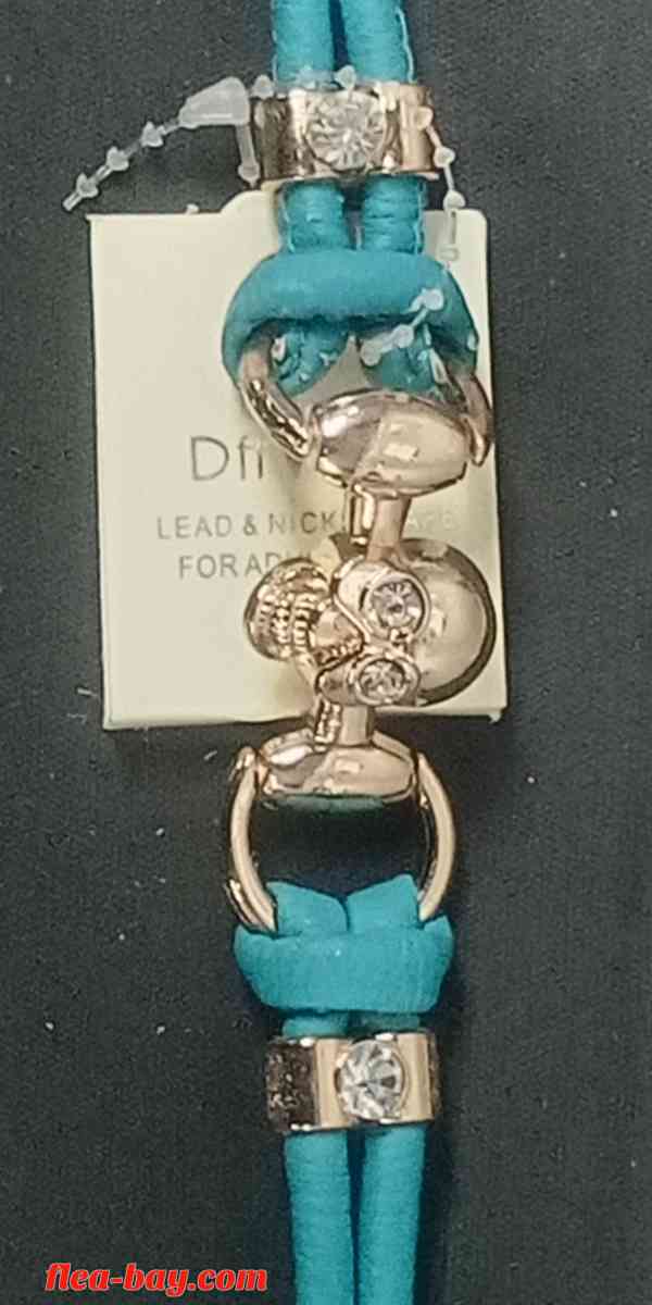 turquoise skull link leather bracelet