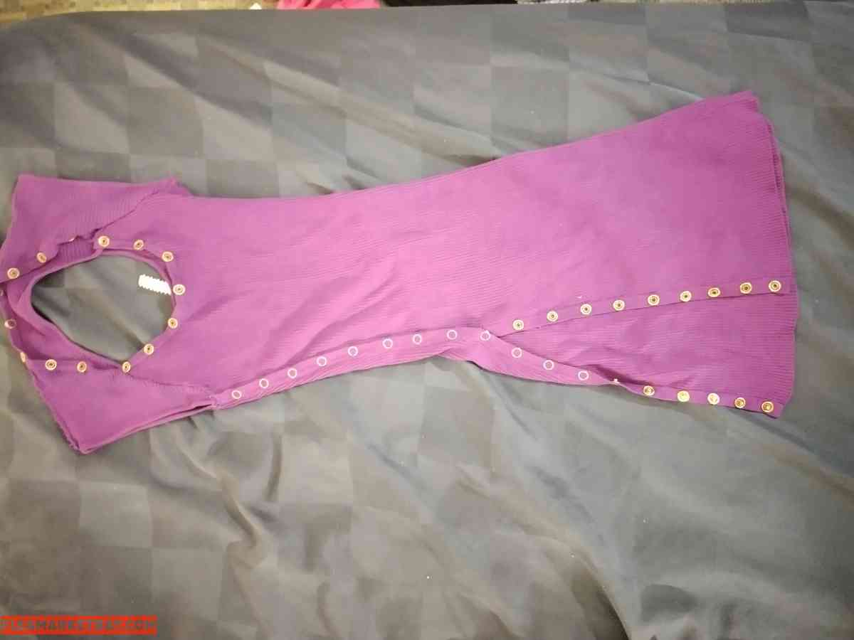 purple snap up dress