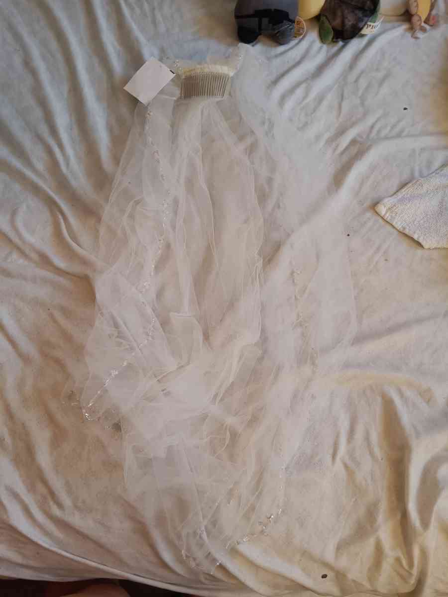 Davids bridal wedding dress/vail set