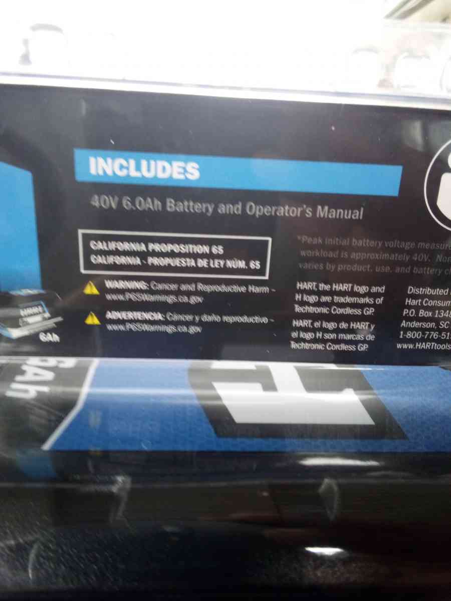 Hart 40v 6ah lithium ion battery