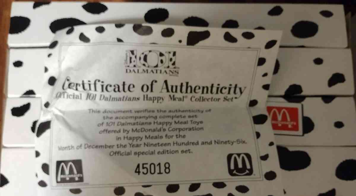AUTHENTIC 101 DALMATIAN MCDONALDS COLLECTIONS SET
