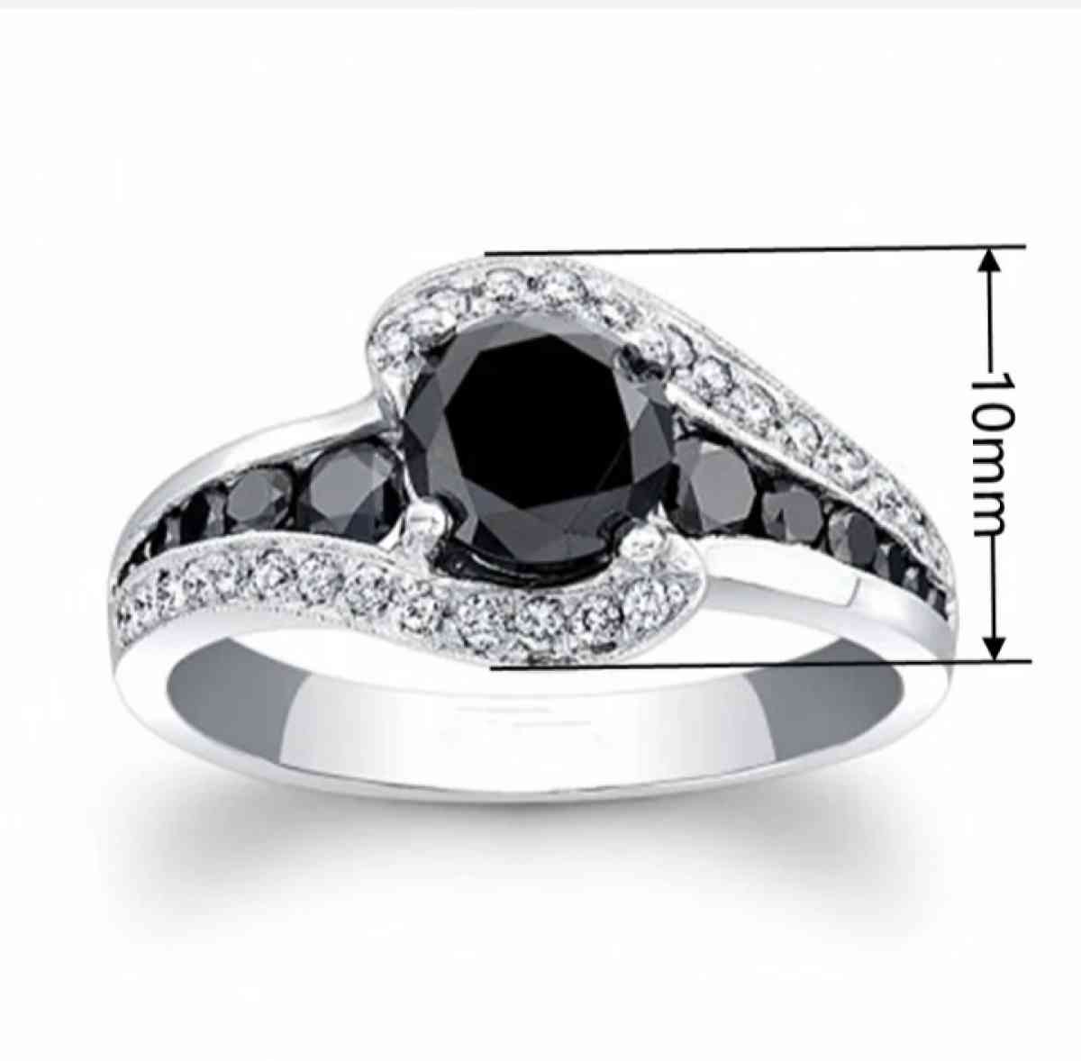 New Black Sapphire Sterling Silver Ring , Size 8