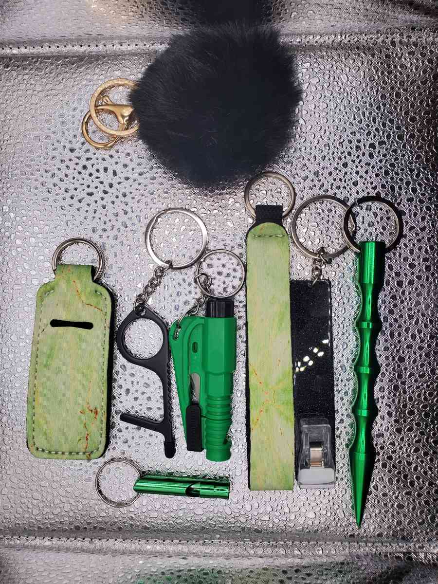 black pom safety keychain