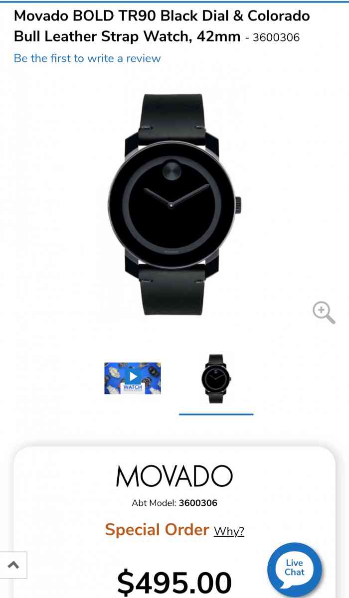 Movado Bold Black Museum Dial Black Leather Unisex Watch
