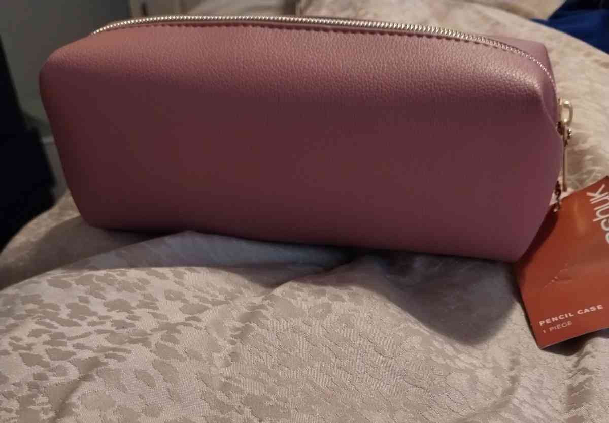 pink leather pencil case