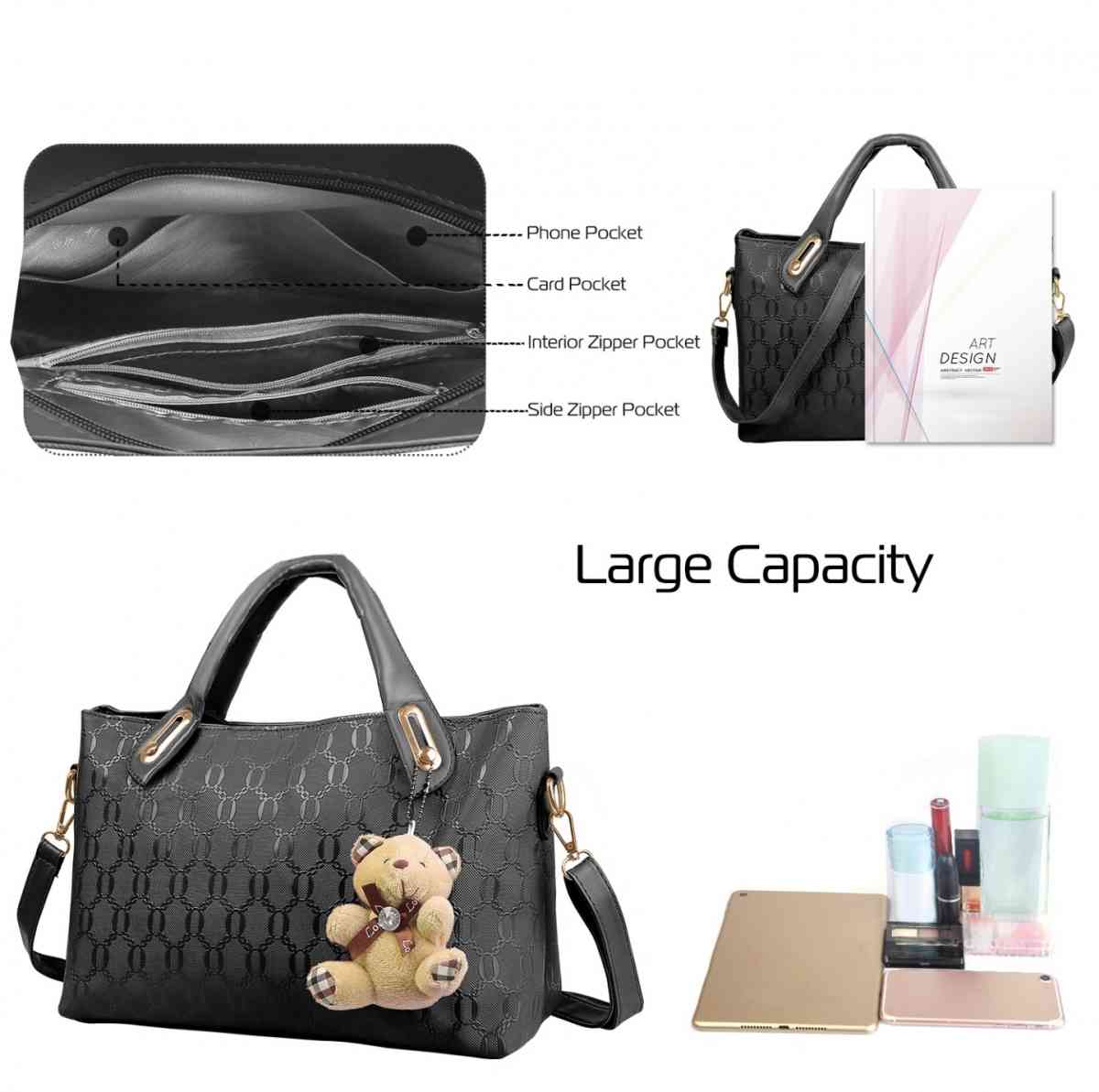 1Set4Pcs Women Leather Handbag