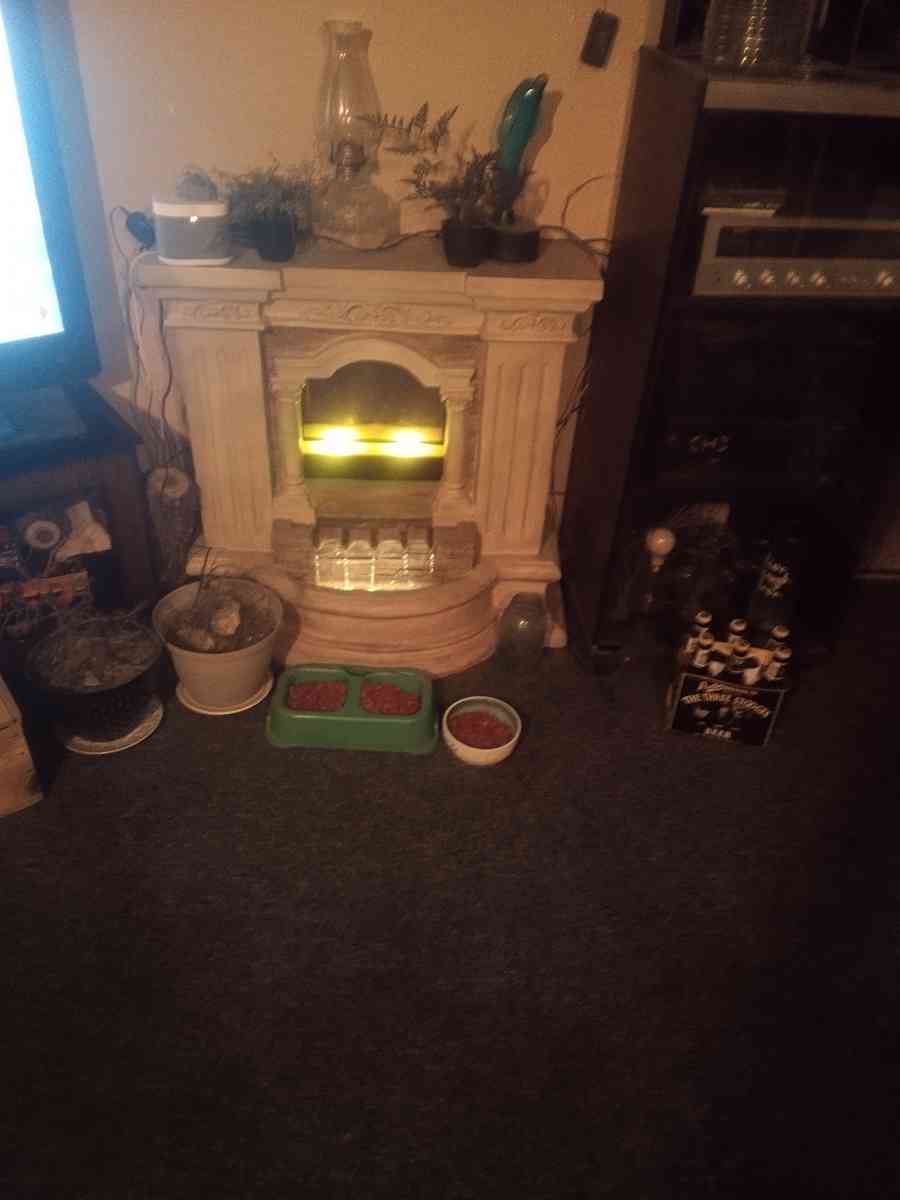 fake fireplace with real waterfall