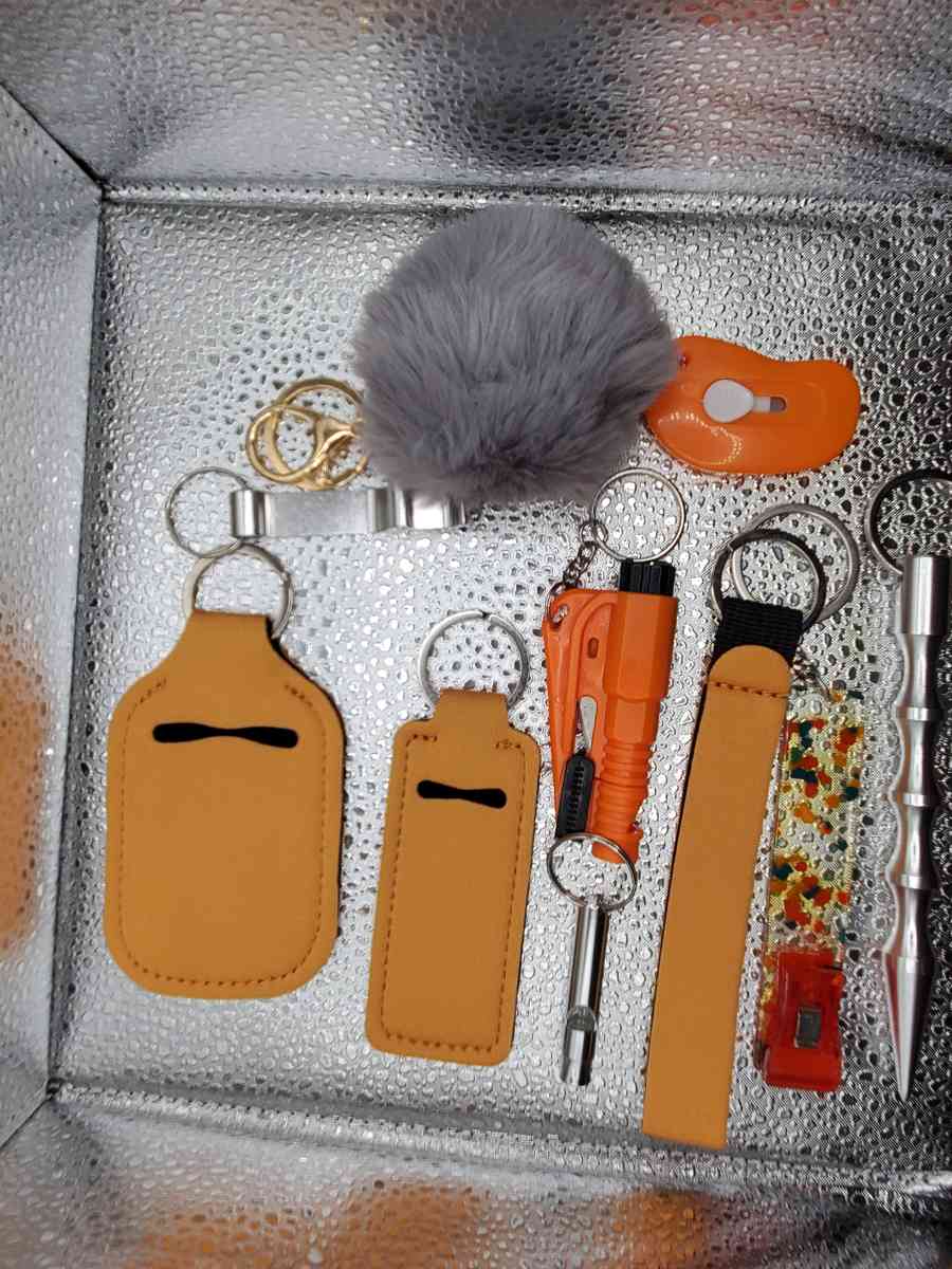 silver safety keychain