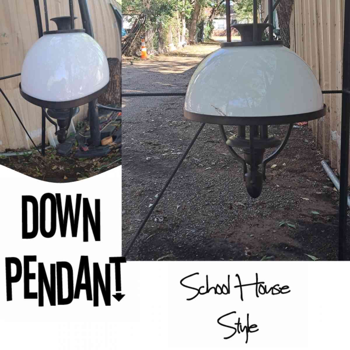 light fixture down pendant old school house style