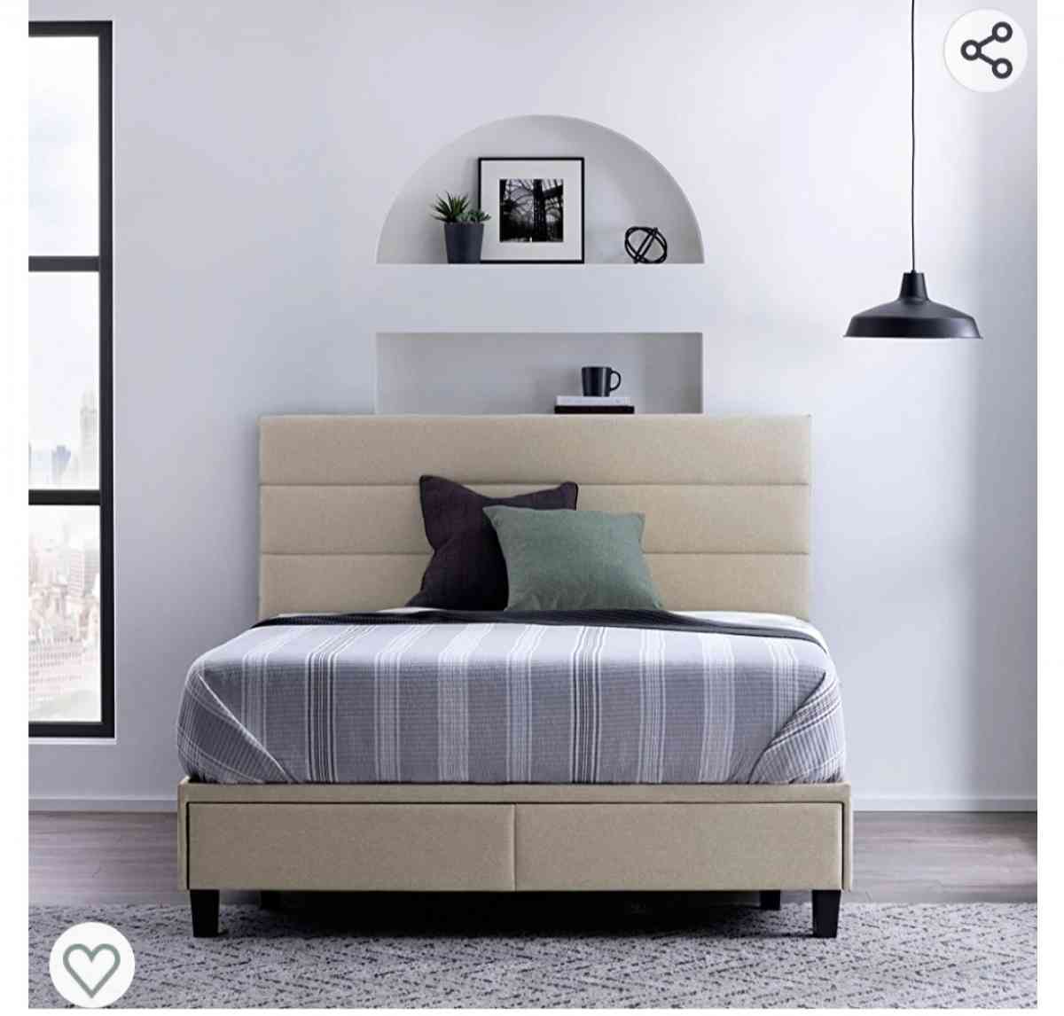 King Size Upholstered Bed Builtin DrawersModern Channel Tuft