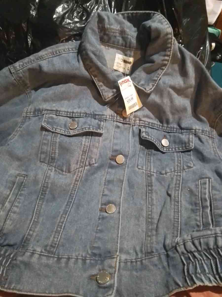 woman denim blue jean jacket