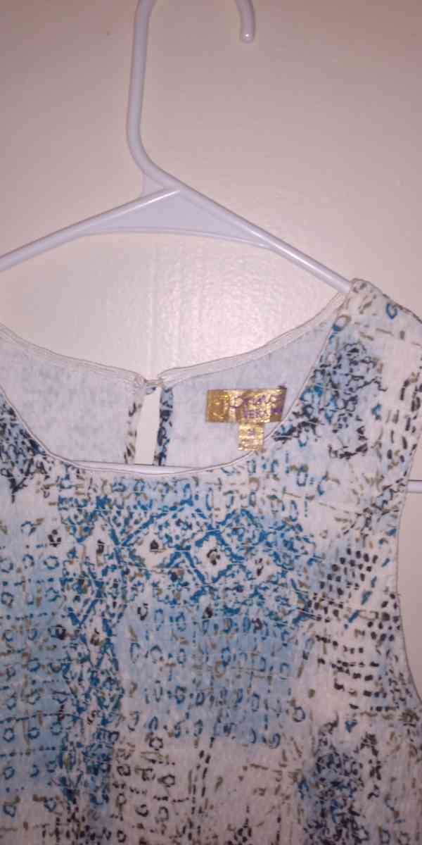 Vera Wang Womens Princess Dress Ruffle Detail Blue Print Siz