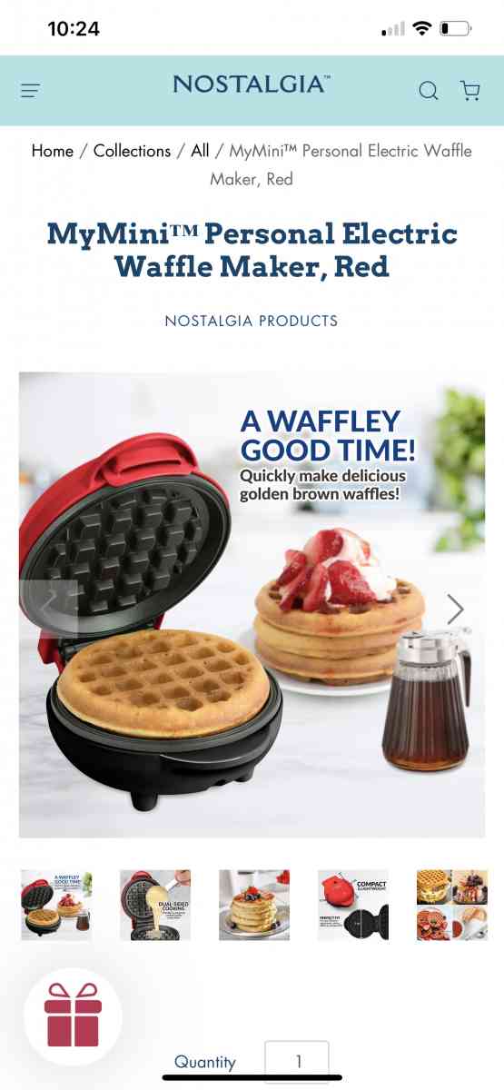 MyMini Personal Electric Waffle Maker Red