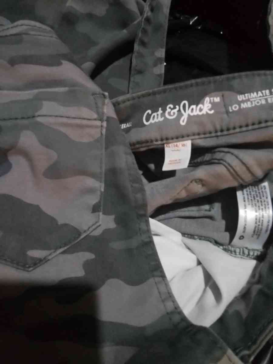 girl cat jack camp overralls