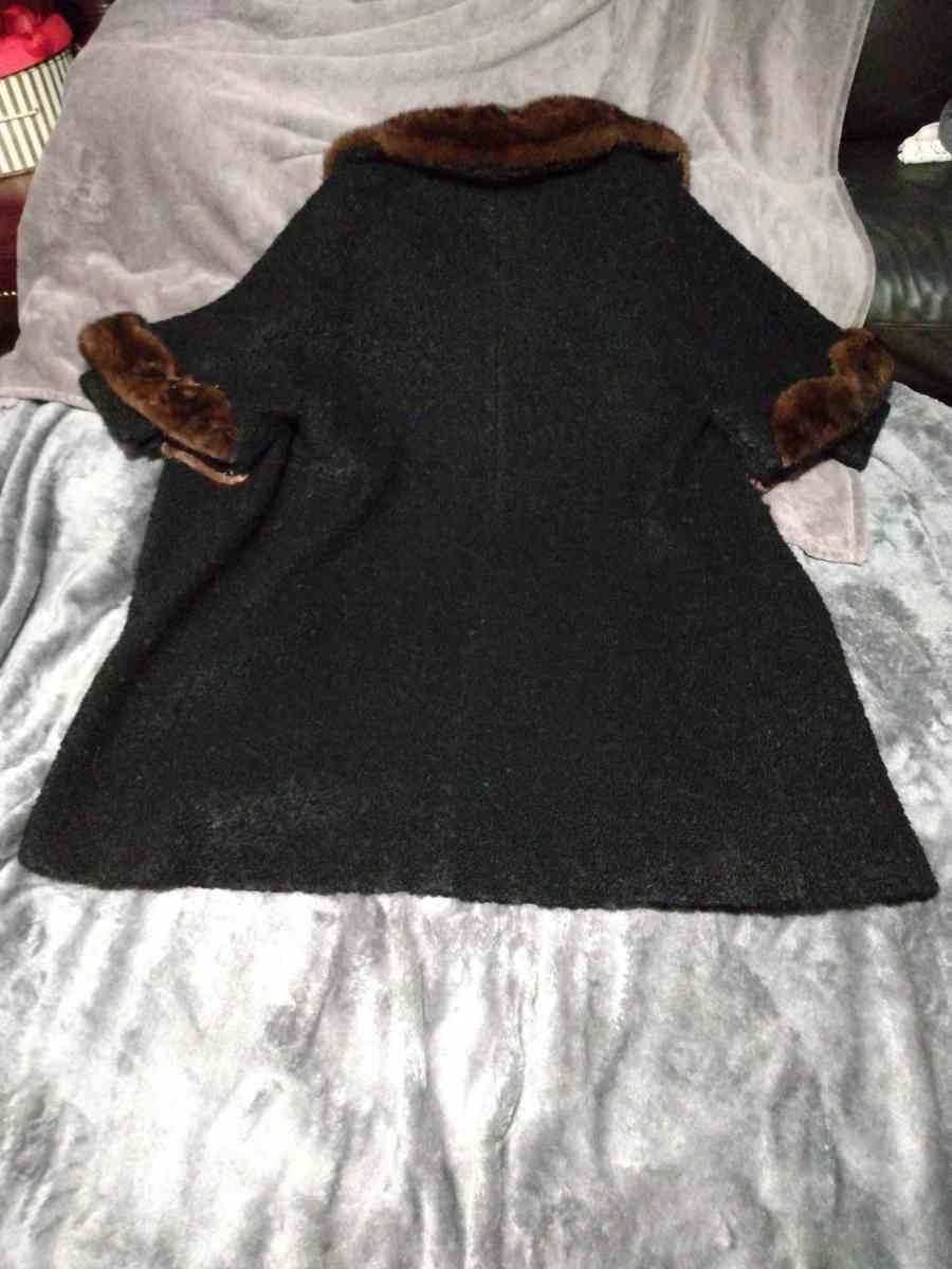 1960s A line Black Persian Lamb with Brown Mink Collarcuffs