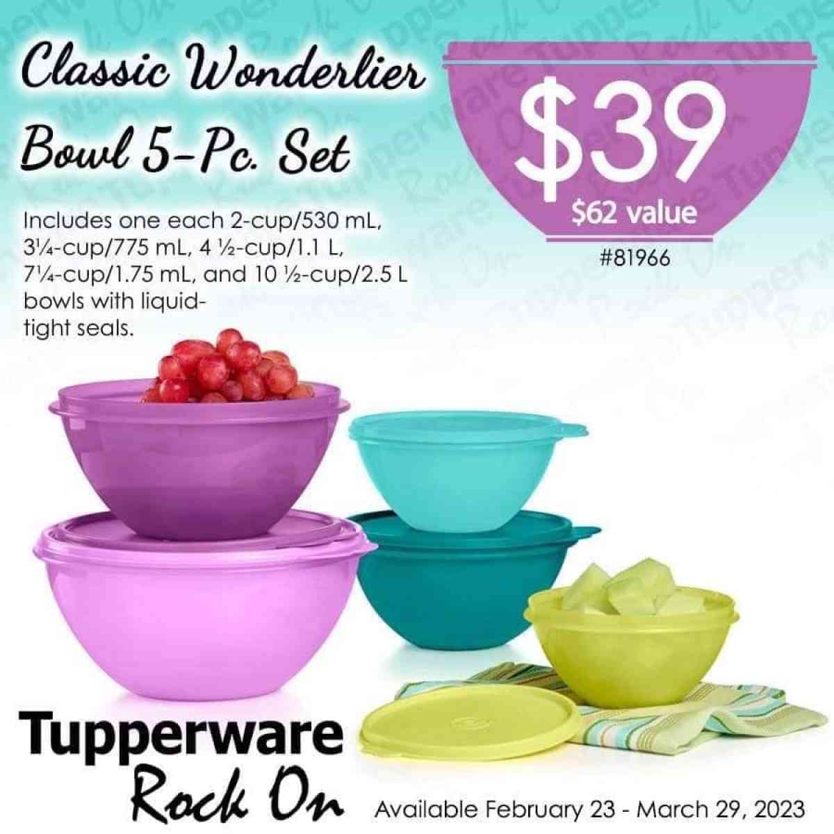 Tupperware Wonderlier 5Pc Bowl Set