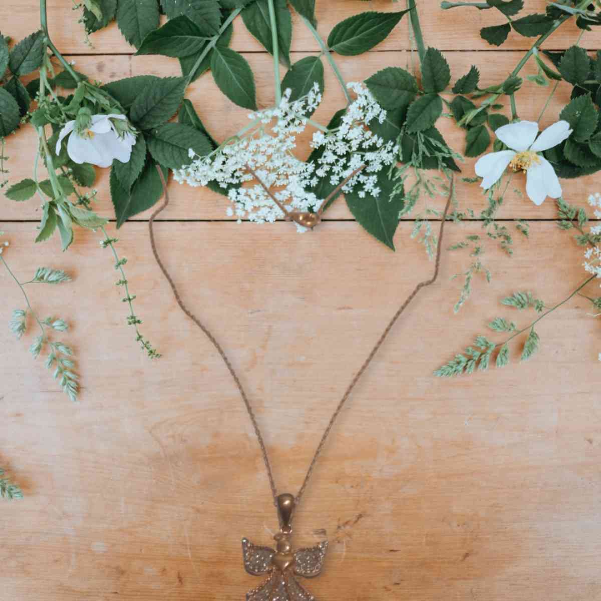 Angel pendant 14k gold over silver cubic zirconia 18inc