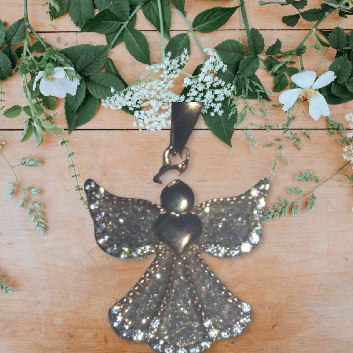 Angel pendant 14k gold over silver cubic zirconia 18inc