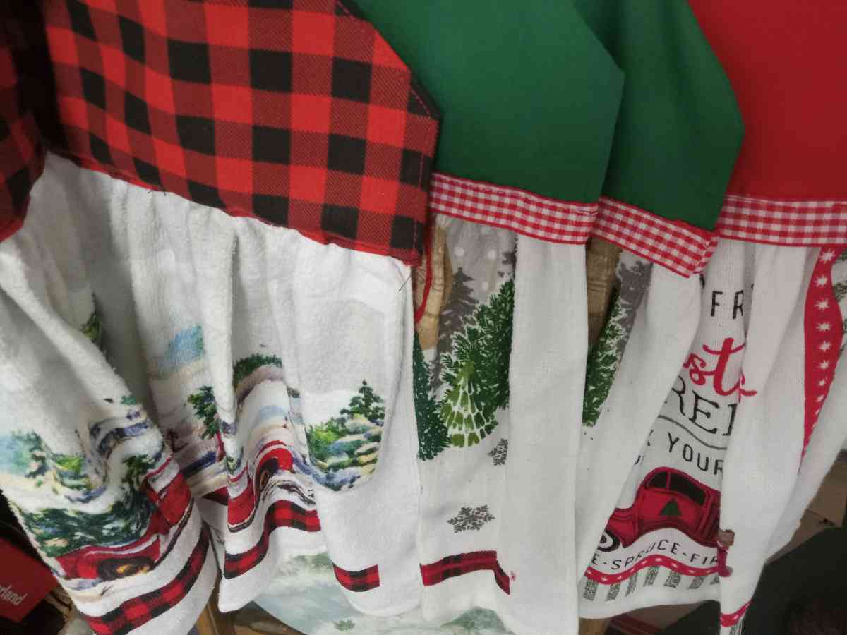 hanging red truck towels with the Fabric tops