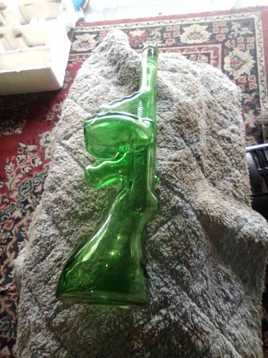 rare green glass tommy gun decanter 1920s