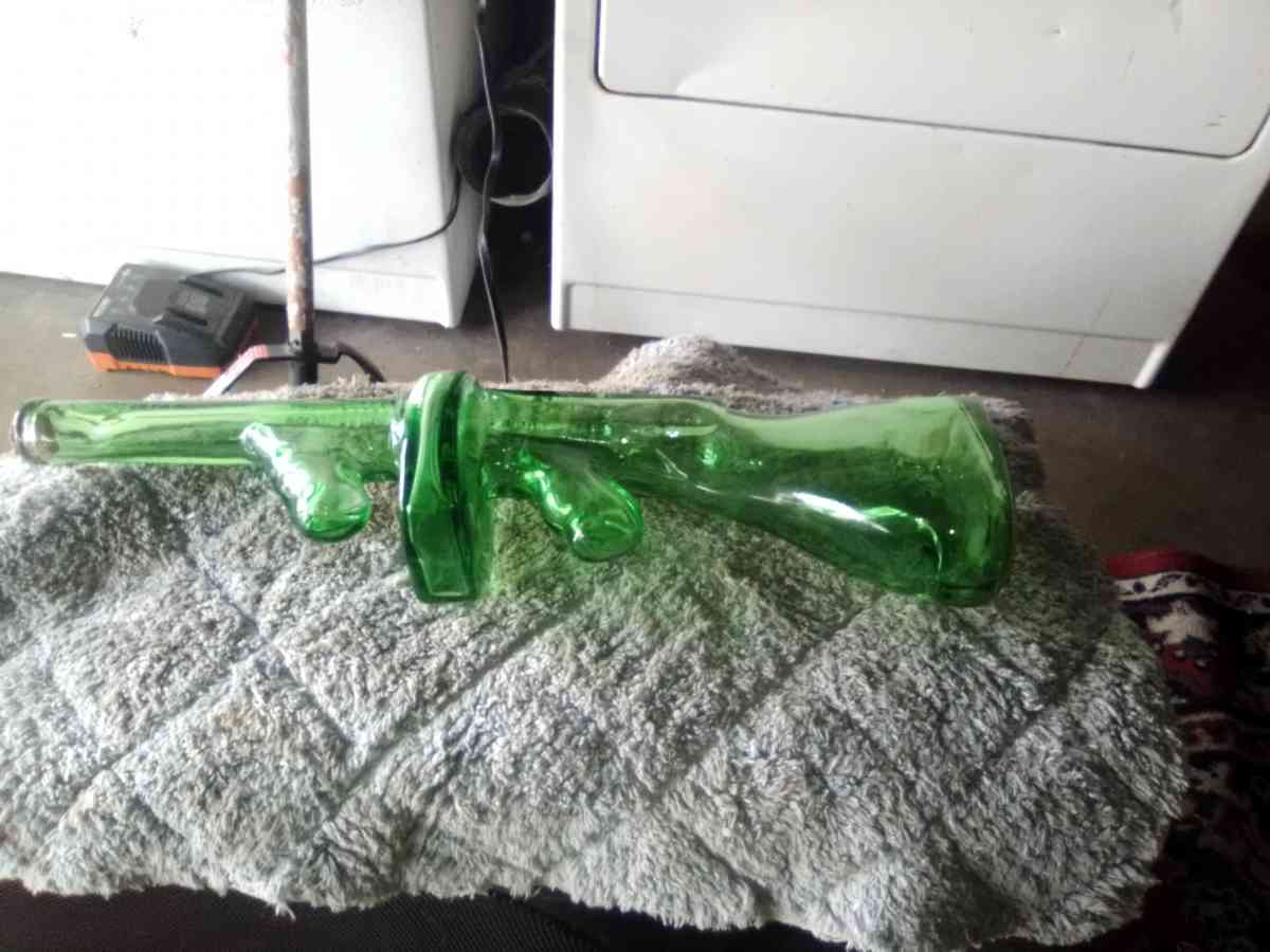 rare green glass tommy gun decanter 1920s