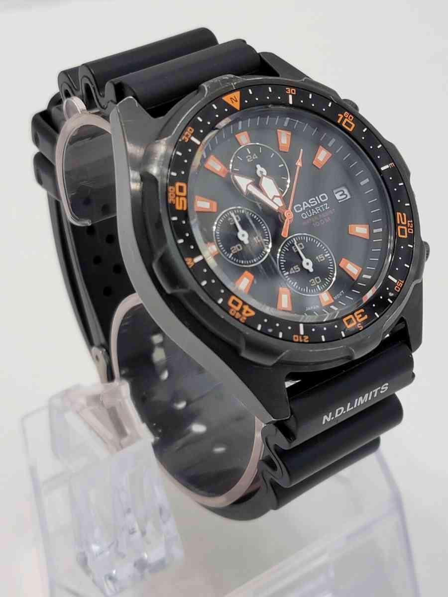Casio Mens AMW370B1A1 Black Analog MultiFunction Chronograph