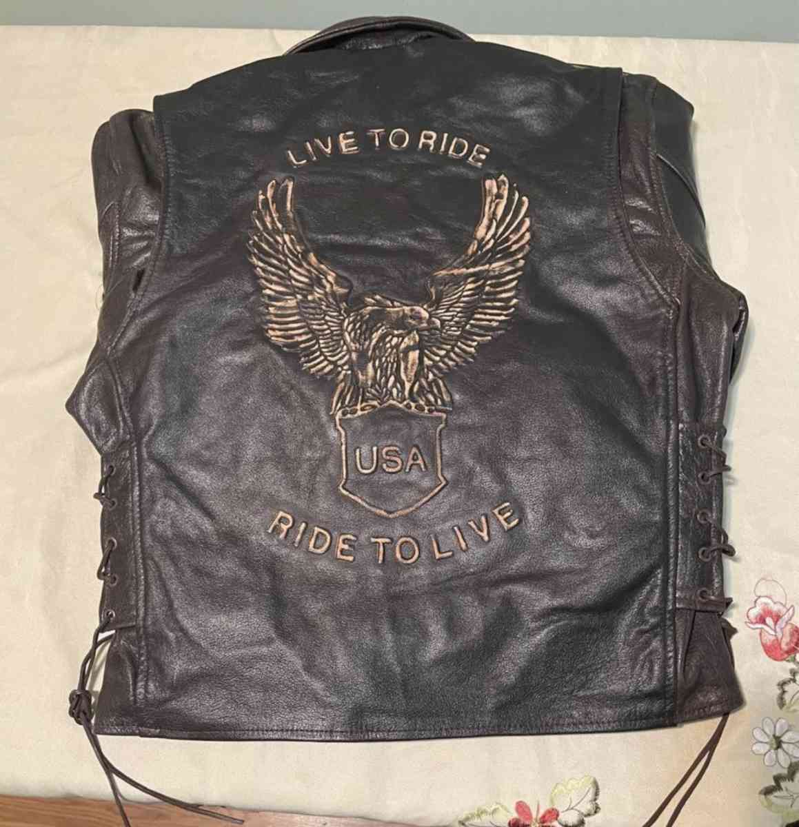 New Mens Bikers Genuine leather jacket with Emboss Eagle
