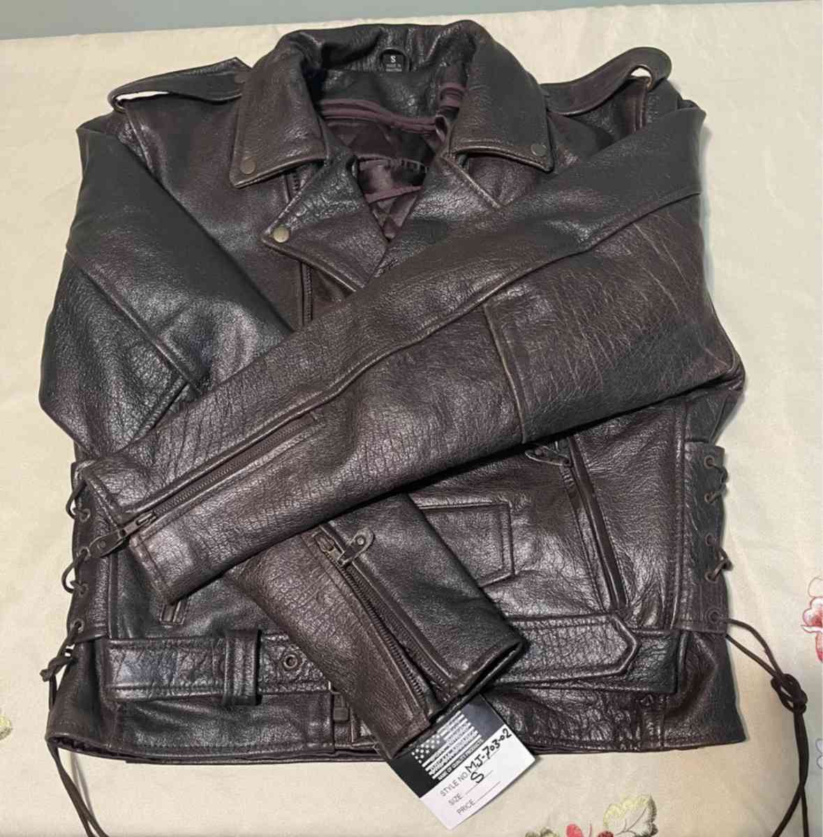 New Mens Bikers Genuine leather jacket with Emboss Eagle