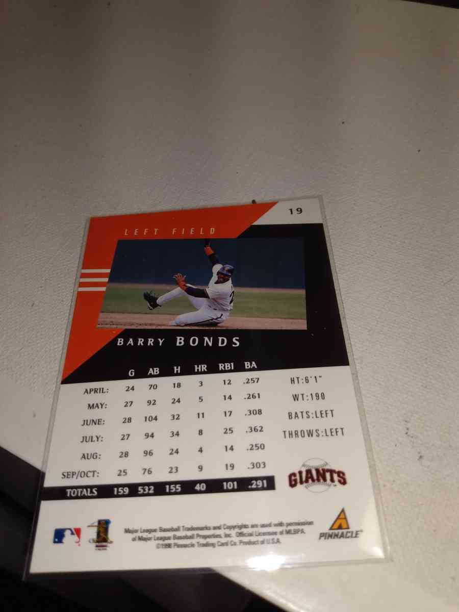 1996 Pinnacle performer Barry bonds