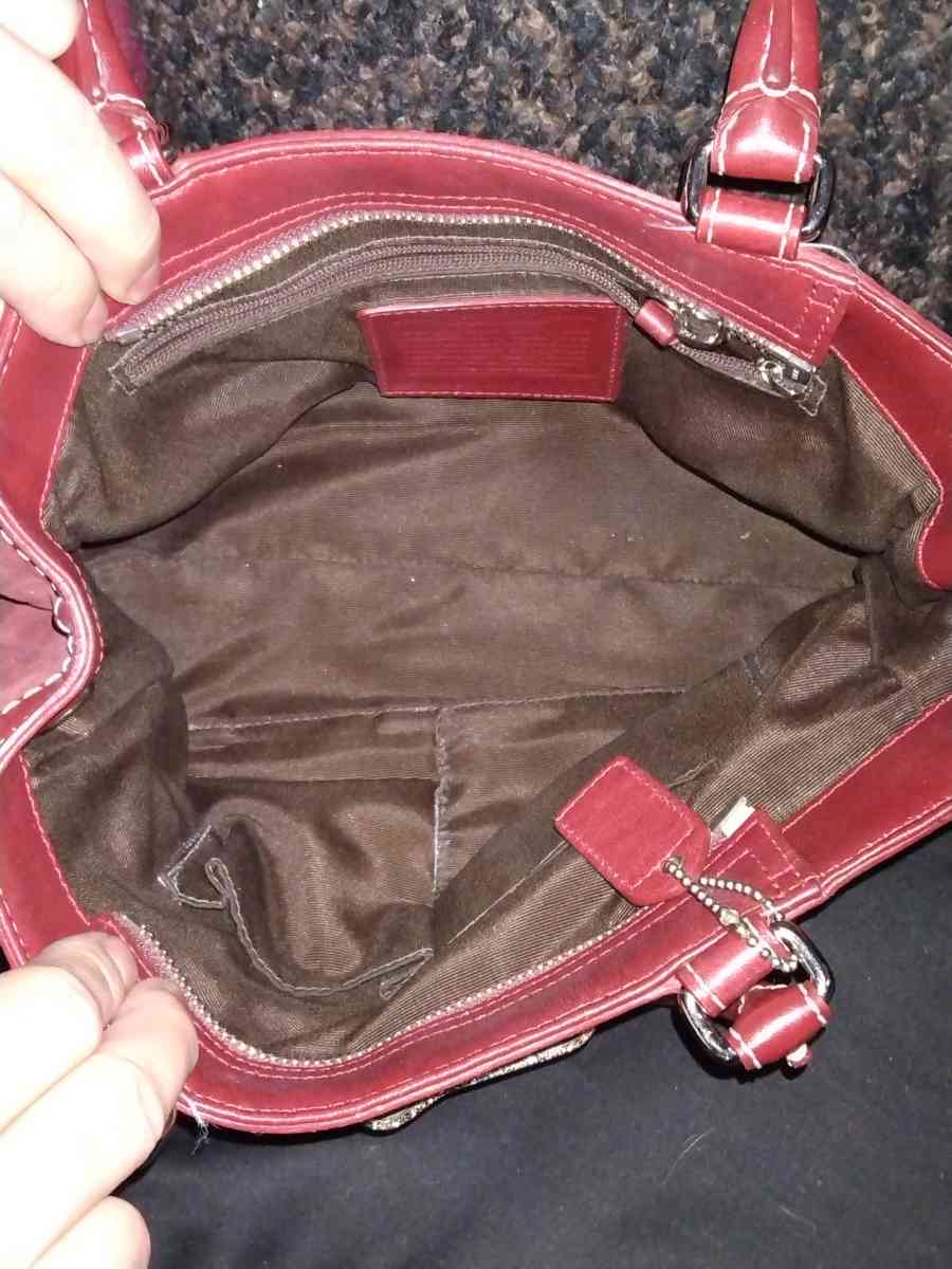 COACH RED WINE SUADE HANDBAG