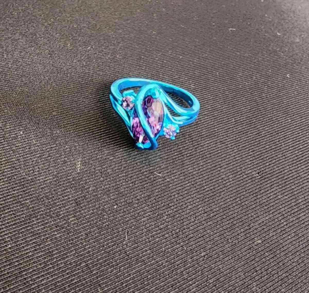 Blue Ring w Purple Stone