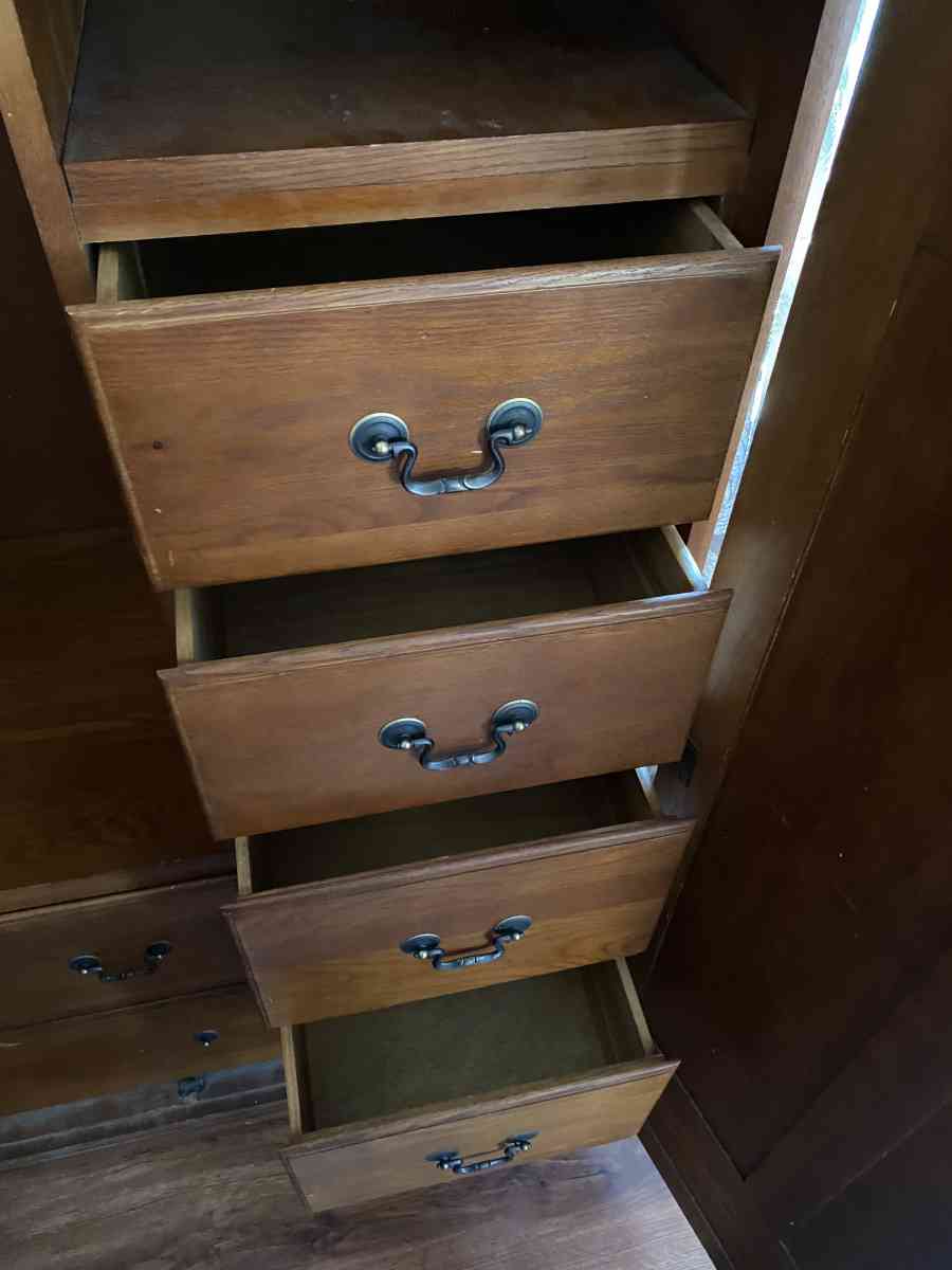 Solid oak antique armoire