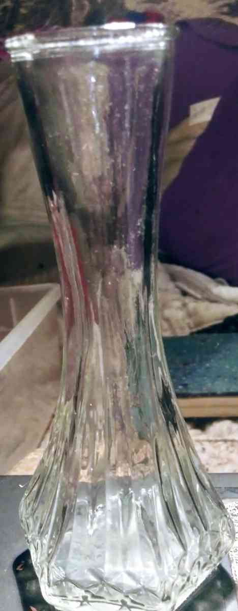 Two medium clear vase