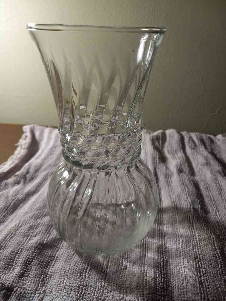 1950s handblown clear glass vase