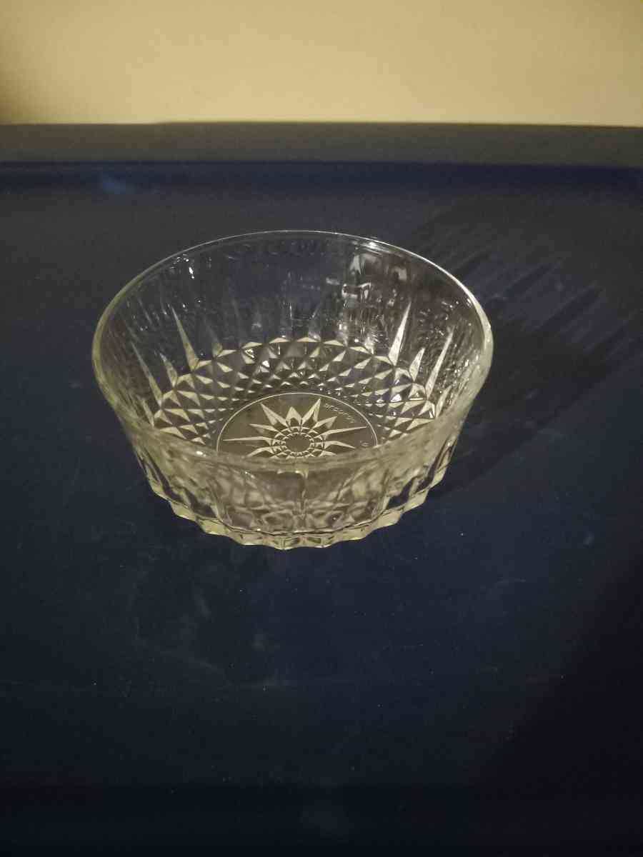 vintage round glass serving bowl