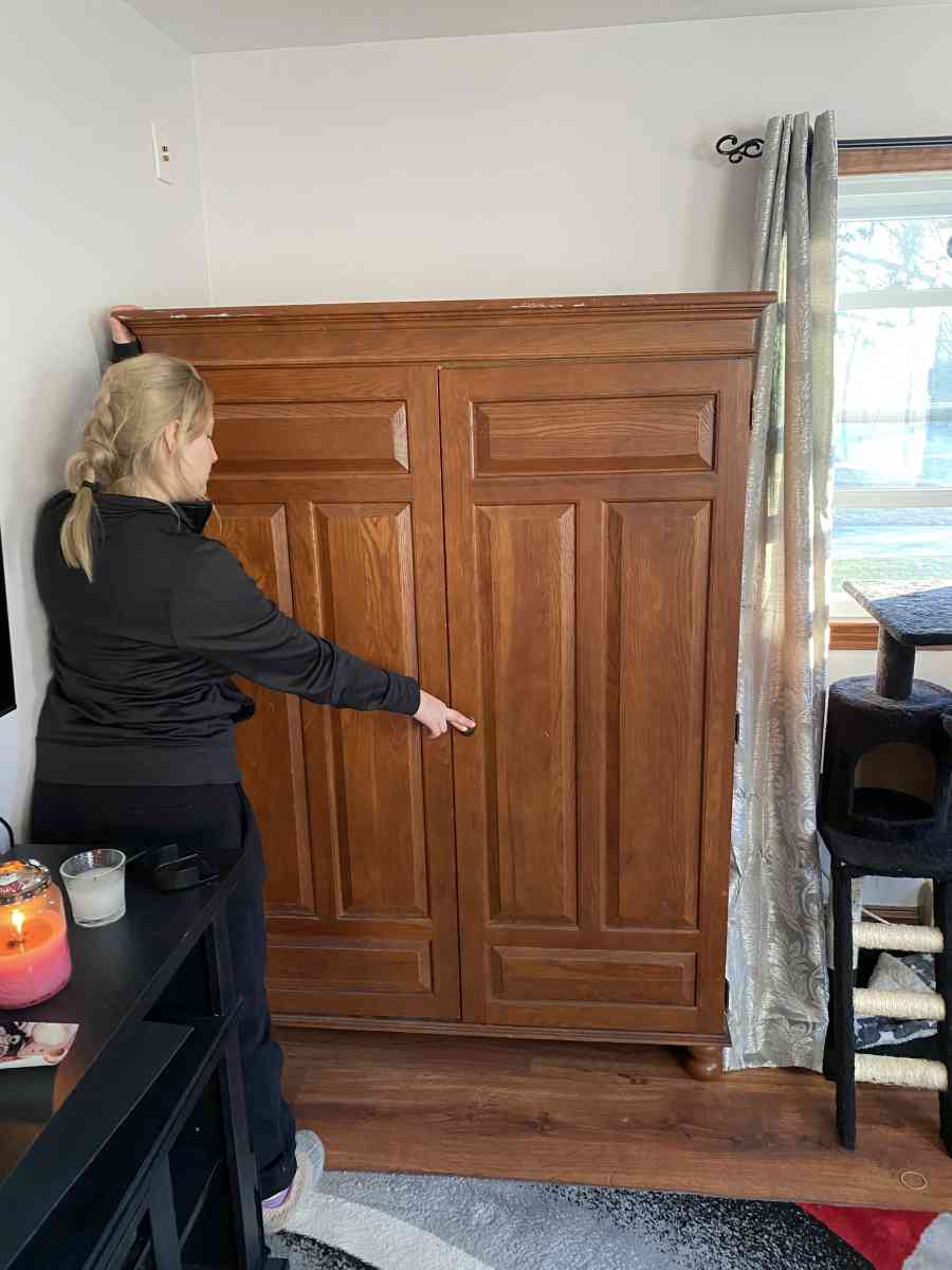 Solid oak antique armoire