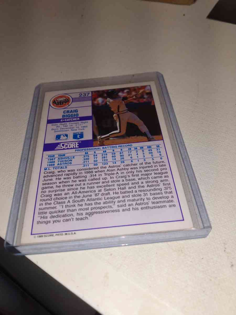 1990 score Craig biggio rookie card
