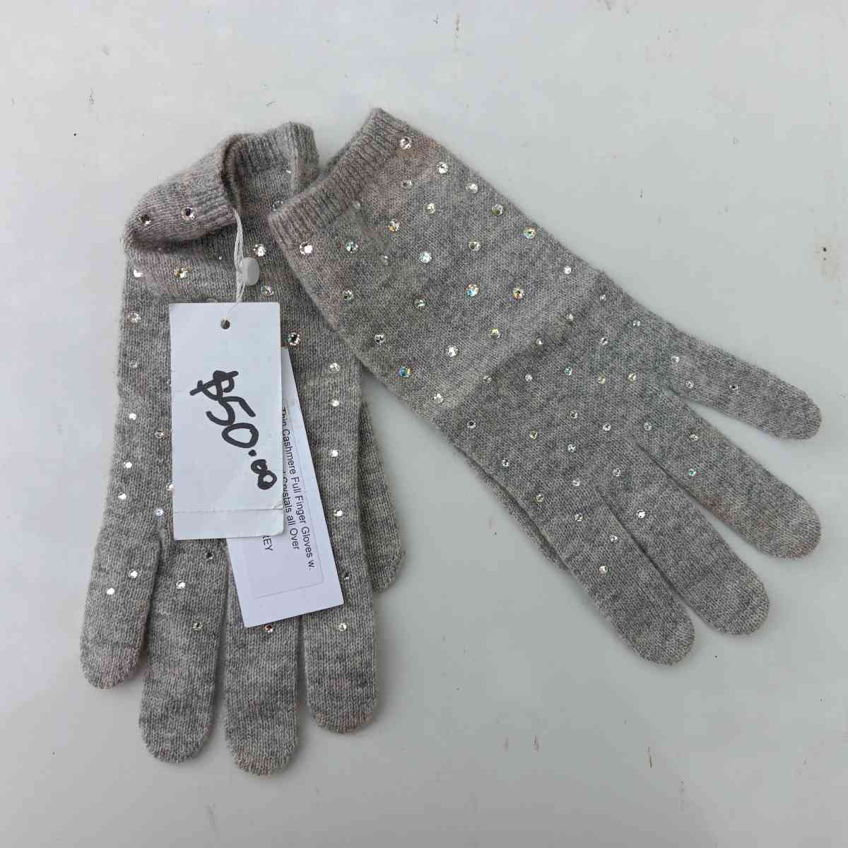 Cashmere Gray Studded Gloves