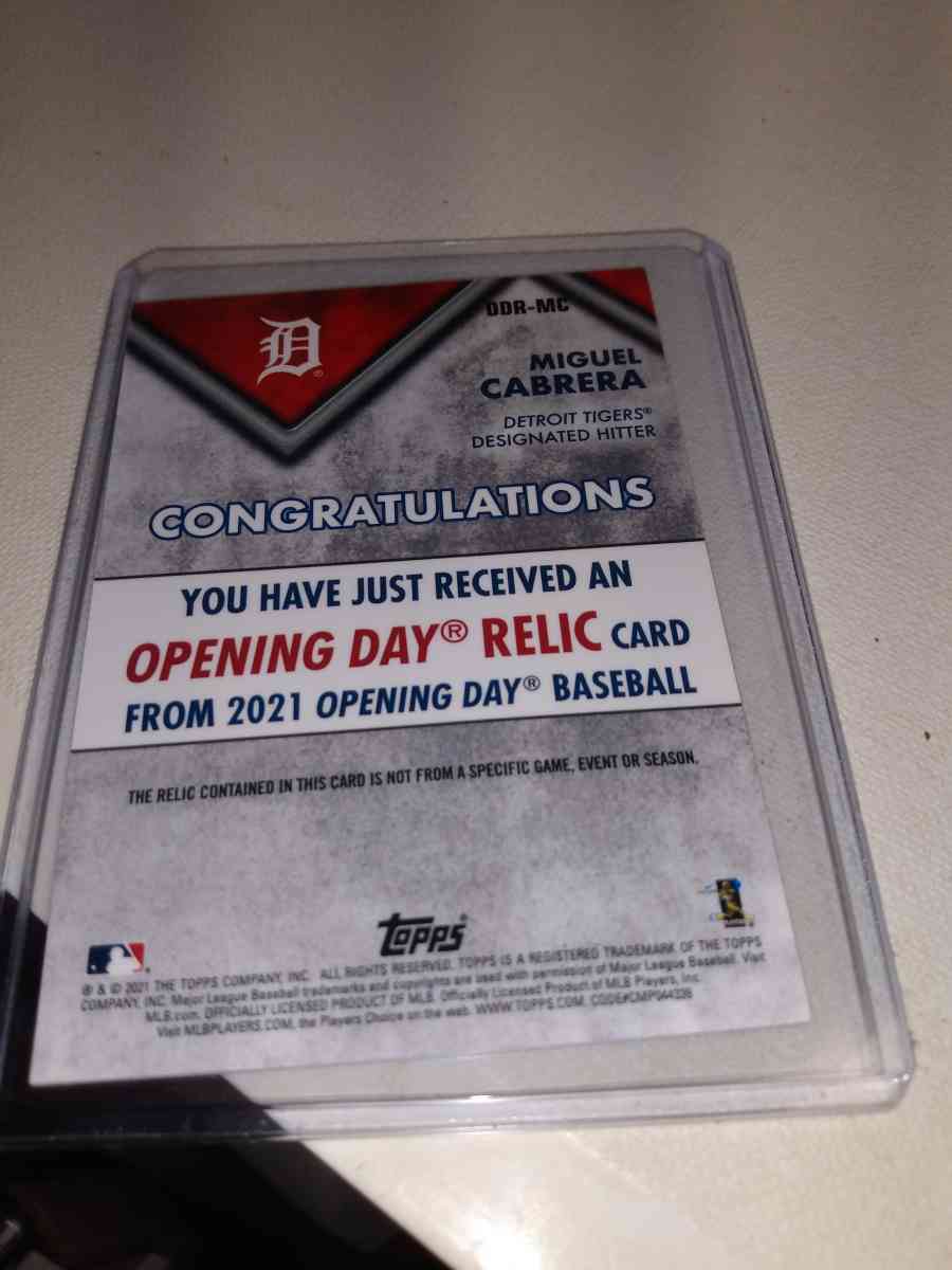 cops opening day relic Miguel Cabrera