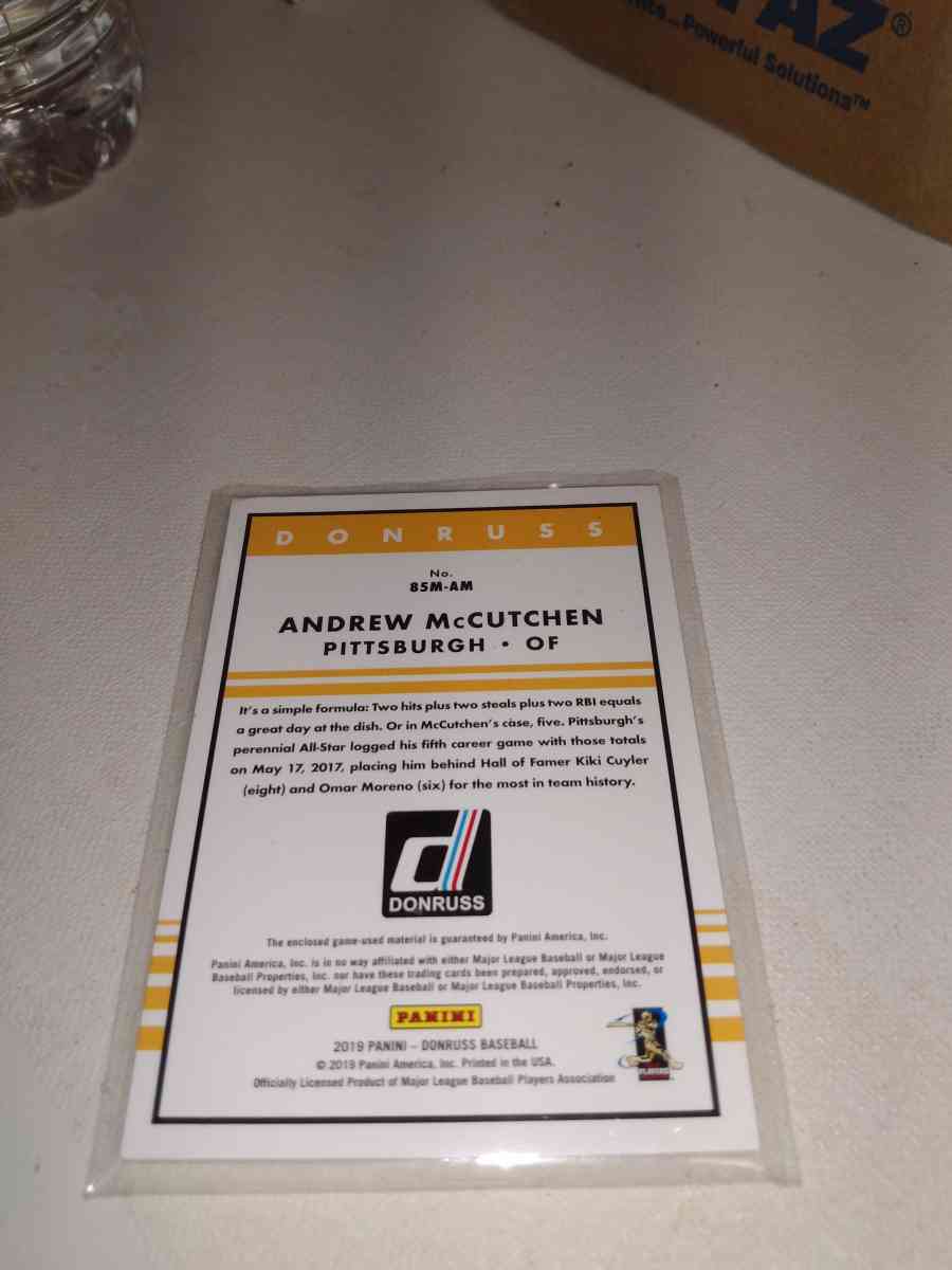 2019 panini Andrew McCutchen Jersey relic