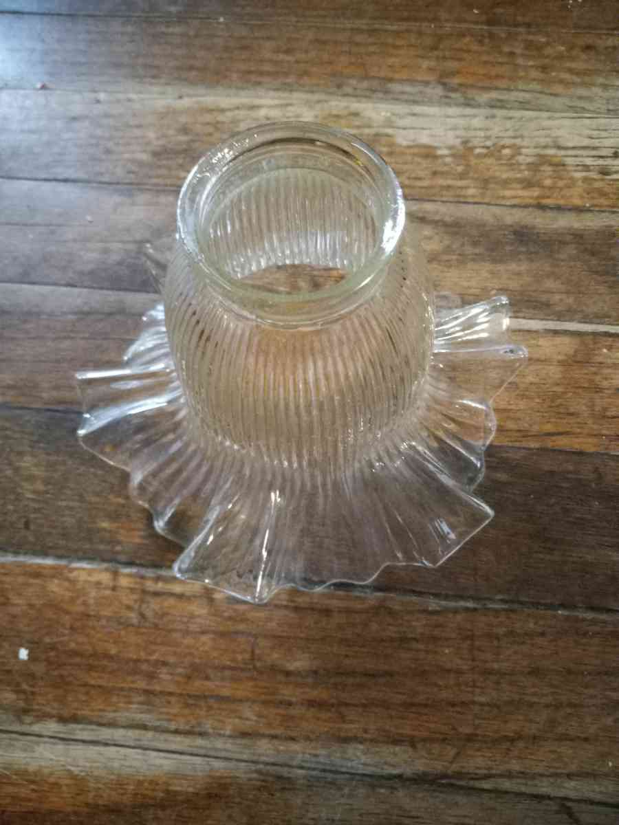 vintage clear ruffled glass light fan globe