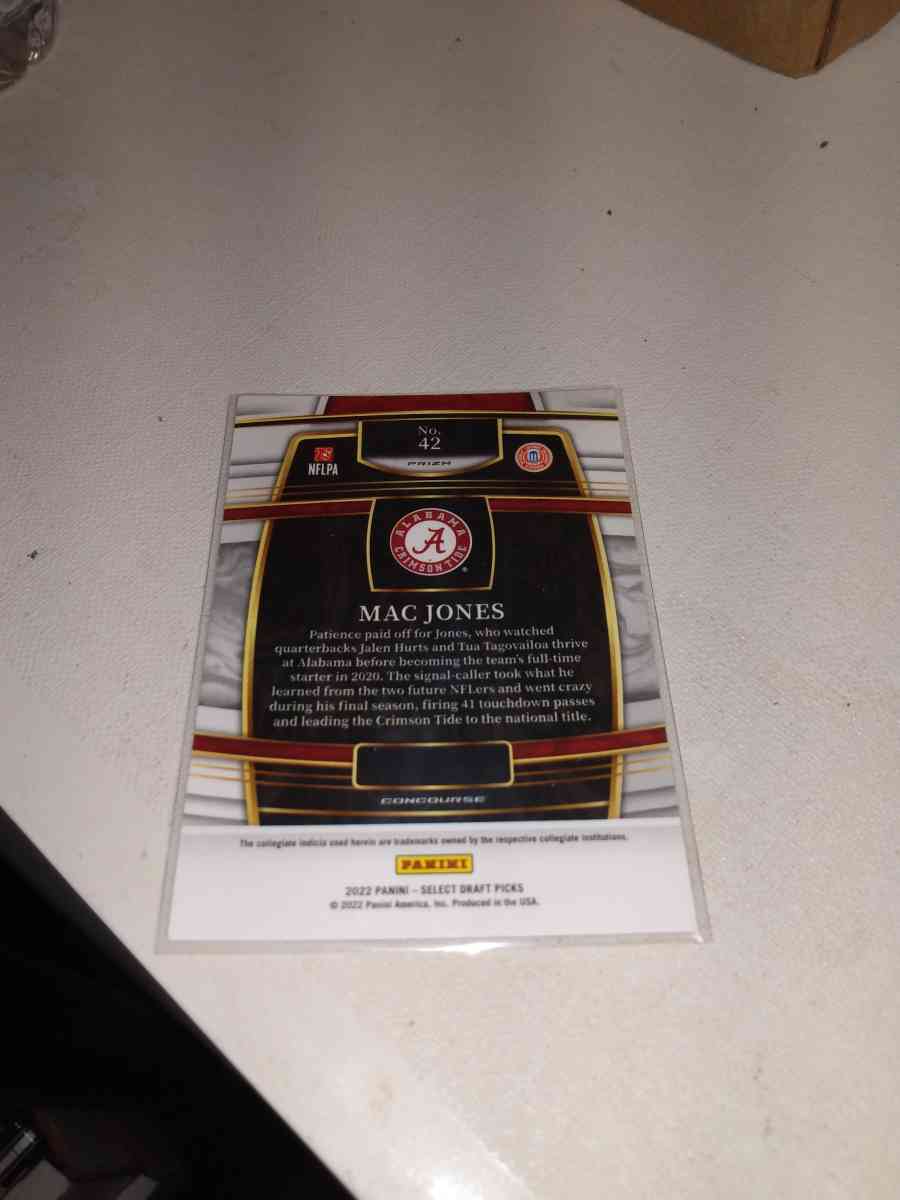 2022 Panini select Mac Jones rookie card