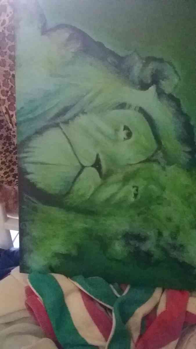 canvas painted portrait of the lion from The Wizard of Oz it