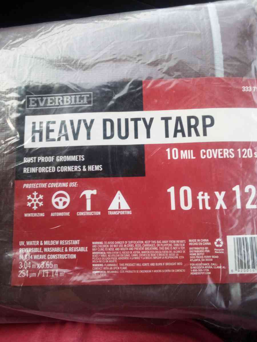 NEW Everbilt 10 ft x 12 ft Brown Heavy Duty Tarp