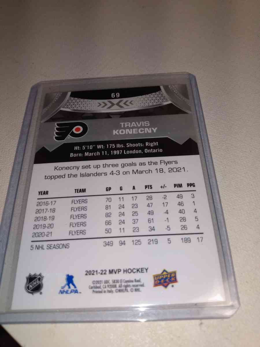 Travis konecny silver autograph card upper Deck